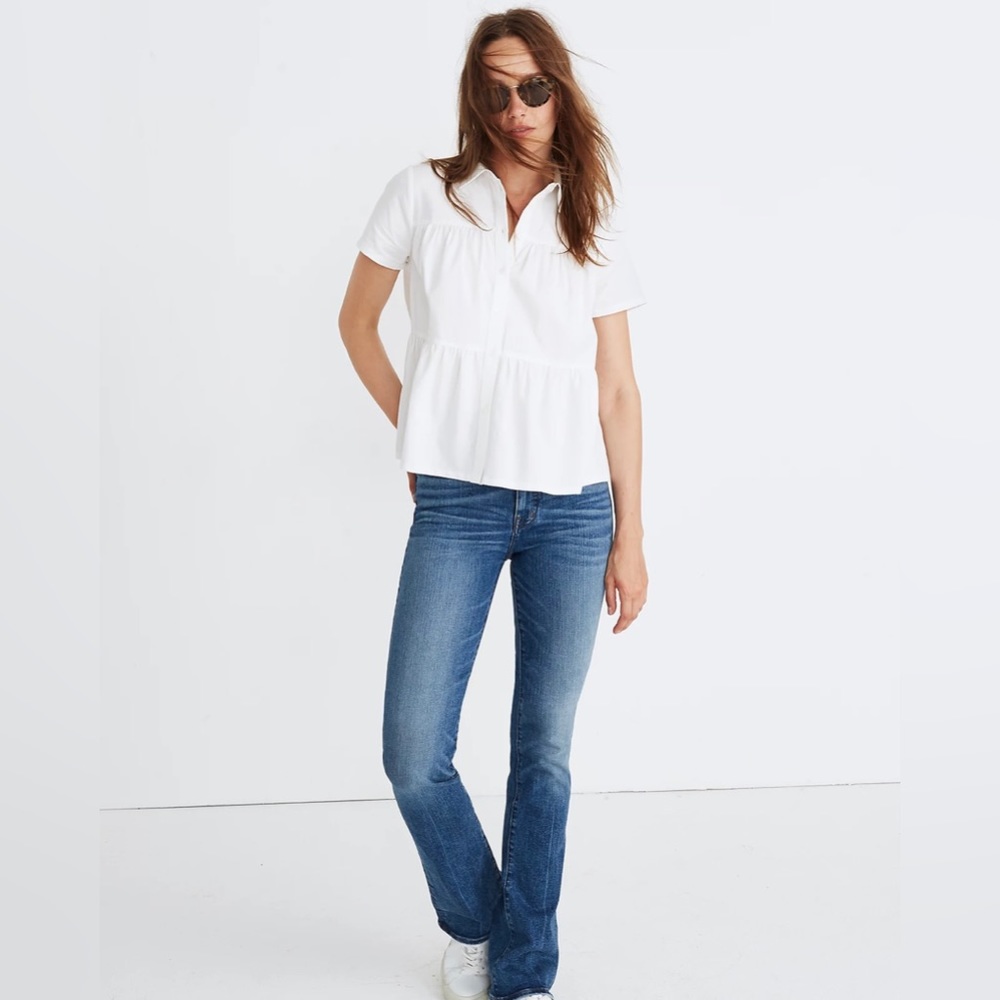 Madewell Seamed Button-Down Shirt, White, Size XXS, NWOT
